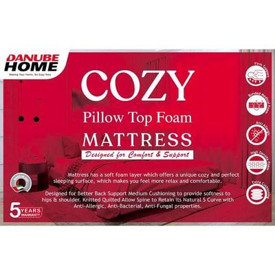 Cozy Pillow Top Foam Firm Single Mattress - 120x200x23 cm -  With 5-Year Warranty