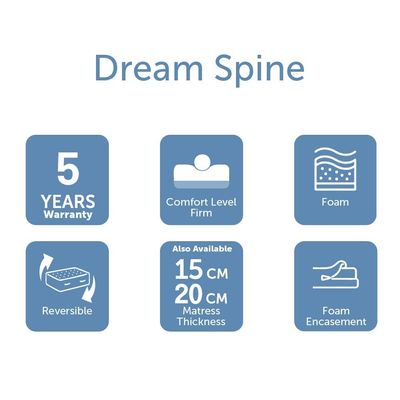 Dream Spine Fit Mattress - 90x200x15 cm - Cream - With 5-Year Warranty