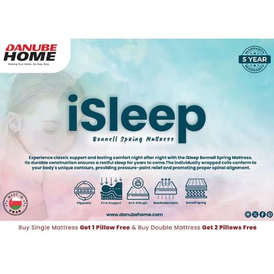 Isleep Bonnel Spring Mattress With 1 Pillow Free  120 X 200  X 24Cm