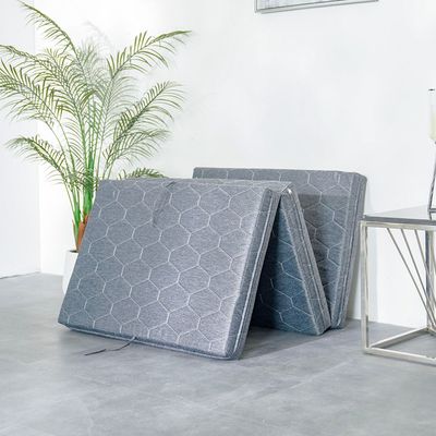 Zip Single Trifold Guest and Travel Foam Single Mattress - Grey - 10 cm