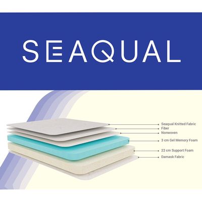 Seaqual Gel Memory Foam Queen Mattress - 150x200x25 cm - With 10-Year Warranty