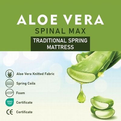 Aloe Vera Spinal Max Foam with Bonnell Spring Single Mattress - 90x190x25 cm - With 5-Year Warranty