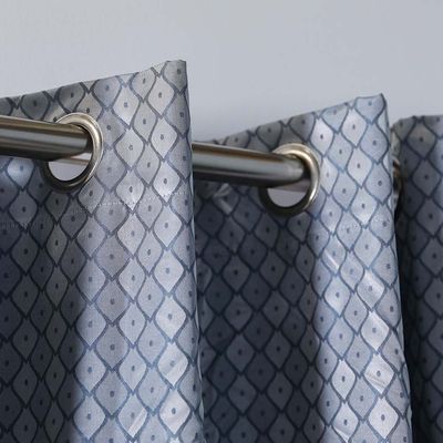 Bliss 2-Piece Diamond Jacquard Curtain Set 135X240 Cm - Blue