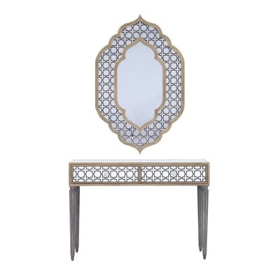 طاولة كونسول مع مرآة من رونان - ذهبي