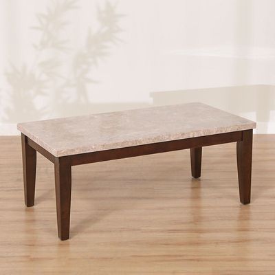 Brody Marble Coffee Table - Beige/Dark Walnut - With 2-Year Warranty