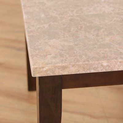 Brody Marble Coffee Table - Beige/Dark Walnut - With 2-Year Warranty