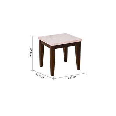 Brody Marble End Table - Beige / Dark Walnut