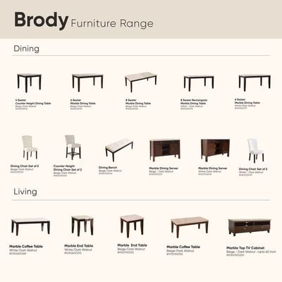 Brody Marble End Table - Beige / Dark Walnut