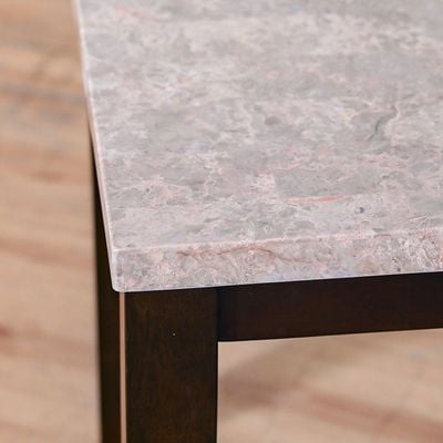 Brody Marble End Table - Beige / Dark Walnut