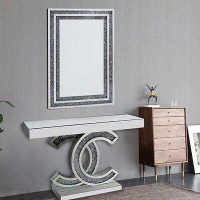 Chevron Console With Mirror - Silver