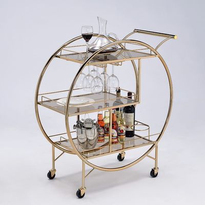 Rhonda 3 Tier Round Serving Trolley - Smoke Glass