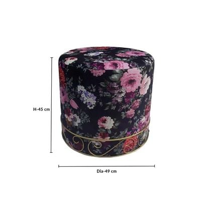 Alys Fabric Ottoman - Black Pattern