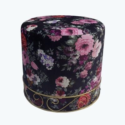 Alys Fabric Ottoman - Black Pattern