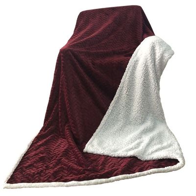 Solid Jacquard Flanel Plush Reverse Sherpa Blanket Maroon - 150X200 cm