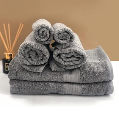 ANTI MICROBIAL TOWEL 6 PC SET - GREY