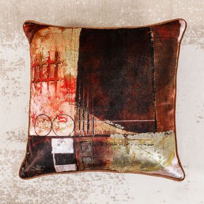 Fantasy Foil Print Abstract Cushion 45X45cm Mrn - HOL-F-2004