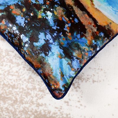 Fantasy Foil Print Nature Cushion 45X45cm Blu/Blk - HOL-F-2005