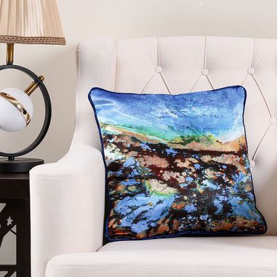 Fantasy Foil Print Nature Cushion 45X45cm Blu/Blk - HOL-F-2005