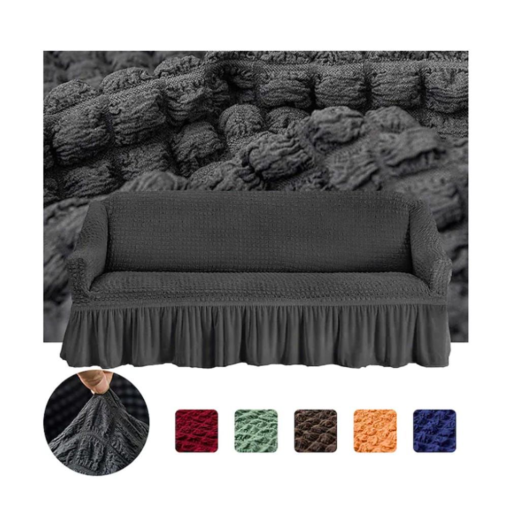 Shop Turkish S 7 Sofa Cover Set Grey Online Danube Home Bahrain