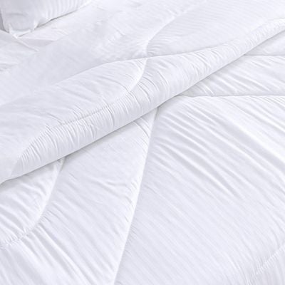 Satin Stripe 10PC King Comforter Set - White