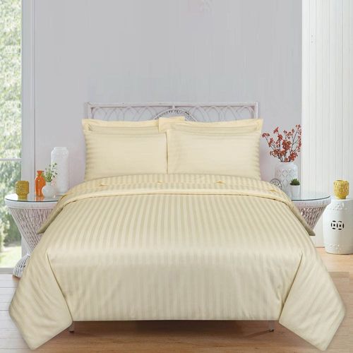 Satin Stripe 10PC King Comforter Set - Cream