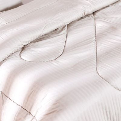 Satin Stripe 10PC King Comforter Set - Beige