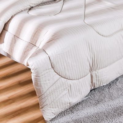 Satin Stripe 10PC King Comforter Set - Beige