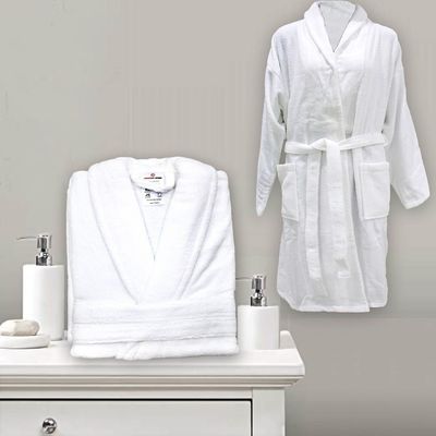 Shawl Collar Large Bathrobe White