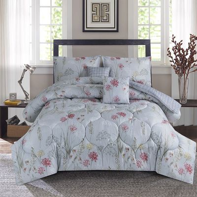 Plush 4-Piece Single Comforter Set Light Grey