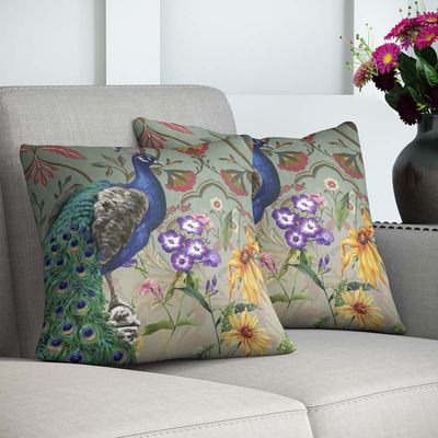 Dreamz Cushion 43X43cm MULTI PEACOCK -1 Filled CUSHION