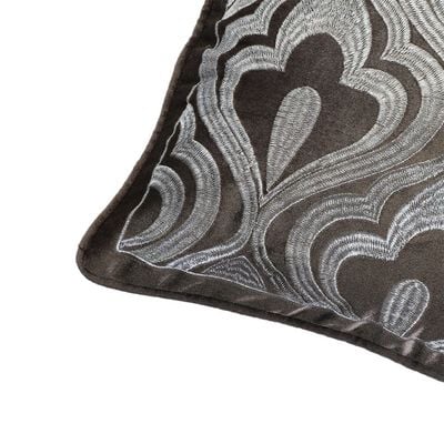 Fantasy Embroidered Filled Cushion 45X 45 cms -Grey-HOL 431