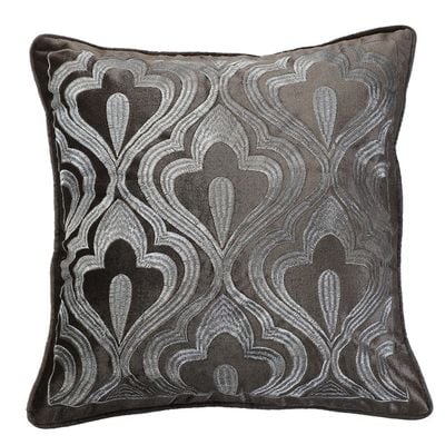 Fantasy Embroidered Filled Cushion 45X 45 cms -Grey-HOL 431