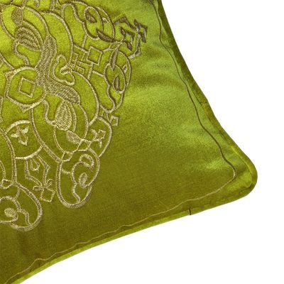 Fantasy Embroidered Filled Cushion 45X 45 cms -Green-HOL 414