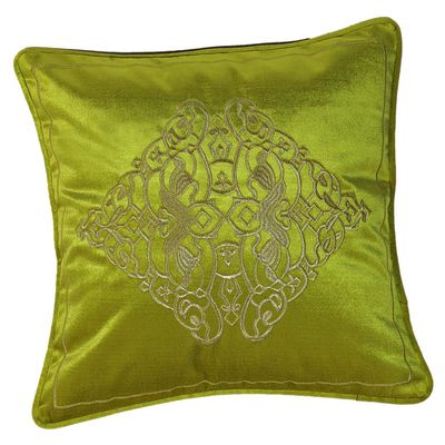 Fantasy Embroidered Filled Cushion 45X 45 cms -Green-HOL 414