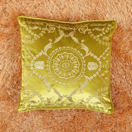 Fantasy Embroidered Filled Cushion 45X 45 cms -Green