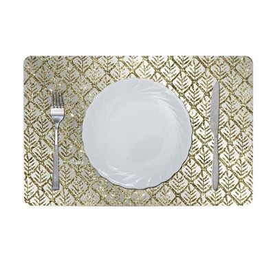 Glamour Glitter Metallic Mirror Look Printed Placemat Gold AEC-29613