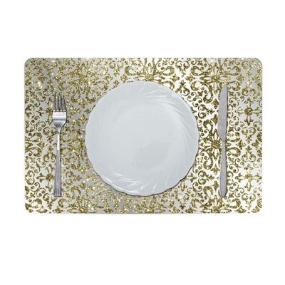 Glamour Glitter Metallic Mirror Look Printed Placemat Gold AEC-29611