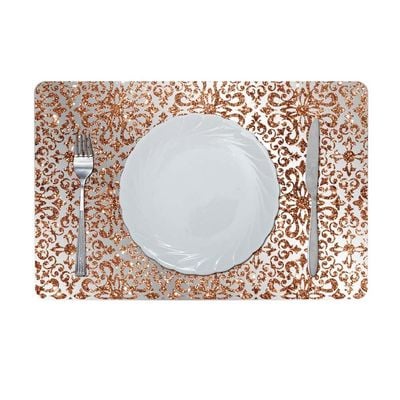 Glamour Glitter Metallic Mirror Look Printed Placemat Copper AEC-29611B