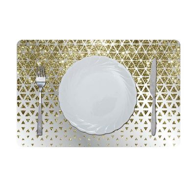 Glamour Glitter Metallic Mirror Look Printed Placemat Gold AEC-29614