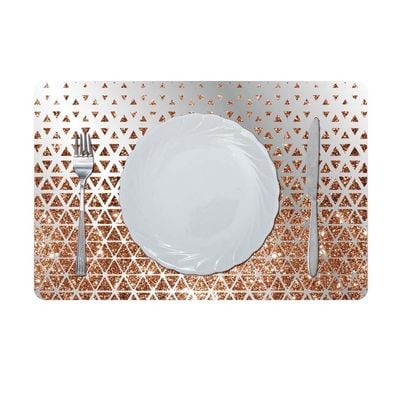 Glamour Glitter Metallic Mirror Look Printed Placemat Copper AEC-29614B