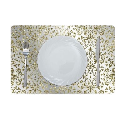 Glamour Glitter Metallic Mirror Look Printed Placemat Gold AEC-29612