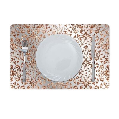 Glamour Glitter Metallic Mirror Look Printed Placemat Copper AEC-29612B