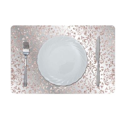 Glamour Glitter Metallic Mirror Look Printed Placemat Rose Gold AEC-29612C