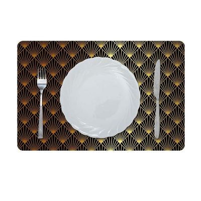 Glamour Metallic Stainless Steel Look Printed Placemat Gold/Black Afc-25712-Black