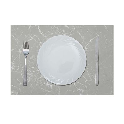 Glamour Pu Leather Placemat( With Polyester Backing) White/Silver 43X30cm AAS-P-30017