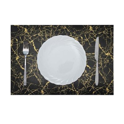 Glamour Pu Leather Placemat( With Polyester Backing) Black/Gold 43X30cm AAS-P-30017B