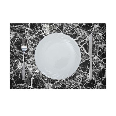 جلامور - مفرش طاولة من جلد البولي يوريثان (مع دعم من البوليستر) أسود / فضي 43×30 سم