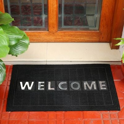 Atlas Welcome Steel Integrated Door Mat Black