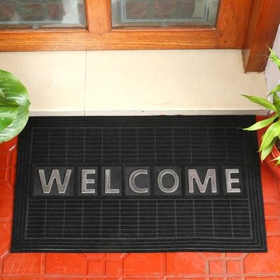 Atlas Welcome Steel Integrated Door Mat Black