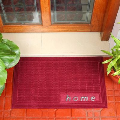 Atlas Home Steel Integrated Door Mat Maroon